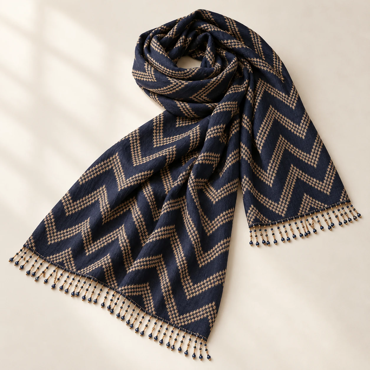 Midnight Chevron Wrap in Midnight Blue / Sand